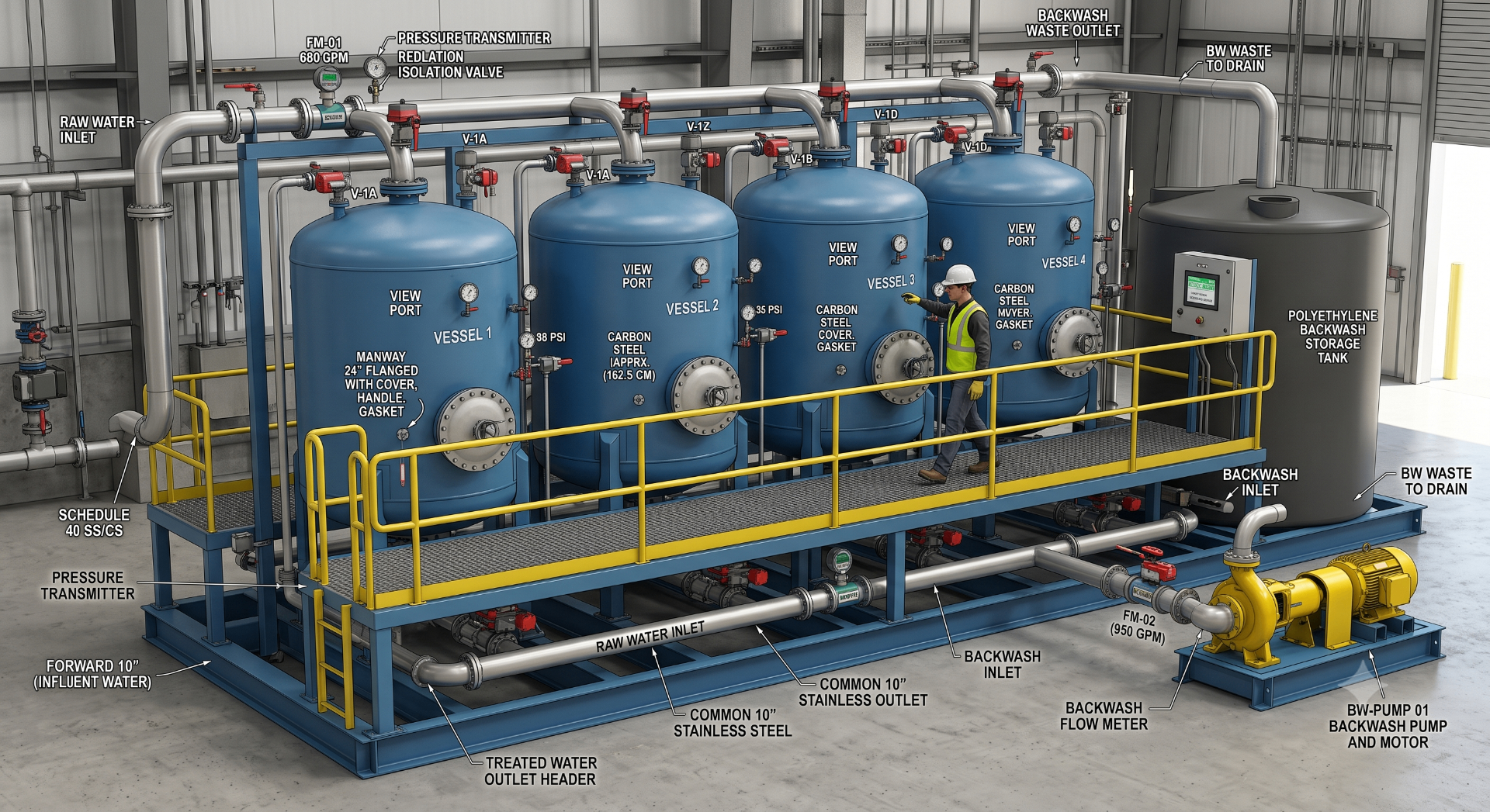 ProFilter™ Multimedia Filtration Skid water treatment equipment