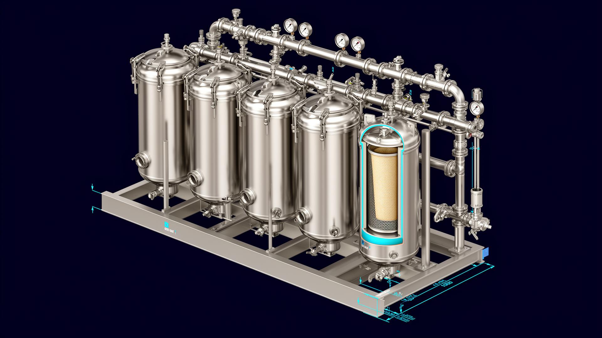 Bag Filtration Skid 3D illustration